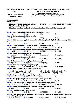 Đề tham khảo thi Tốt nghiệp THPT môn Hóa học năm 2020 - Bộ giáo dục và đào tạo